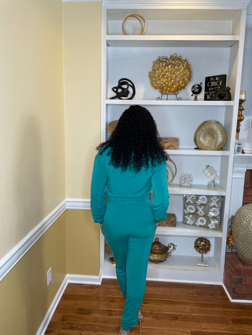 French Terry Jogger Set -teal green